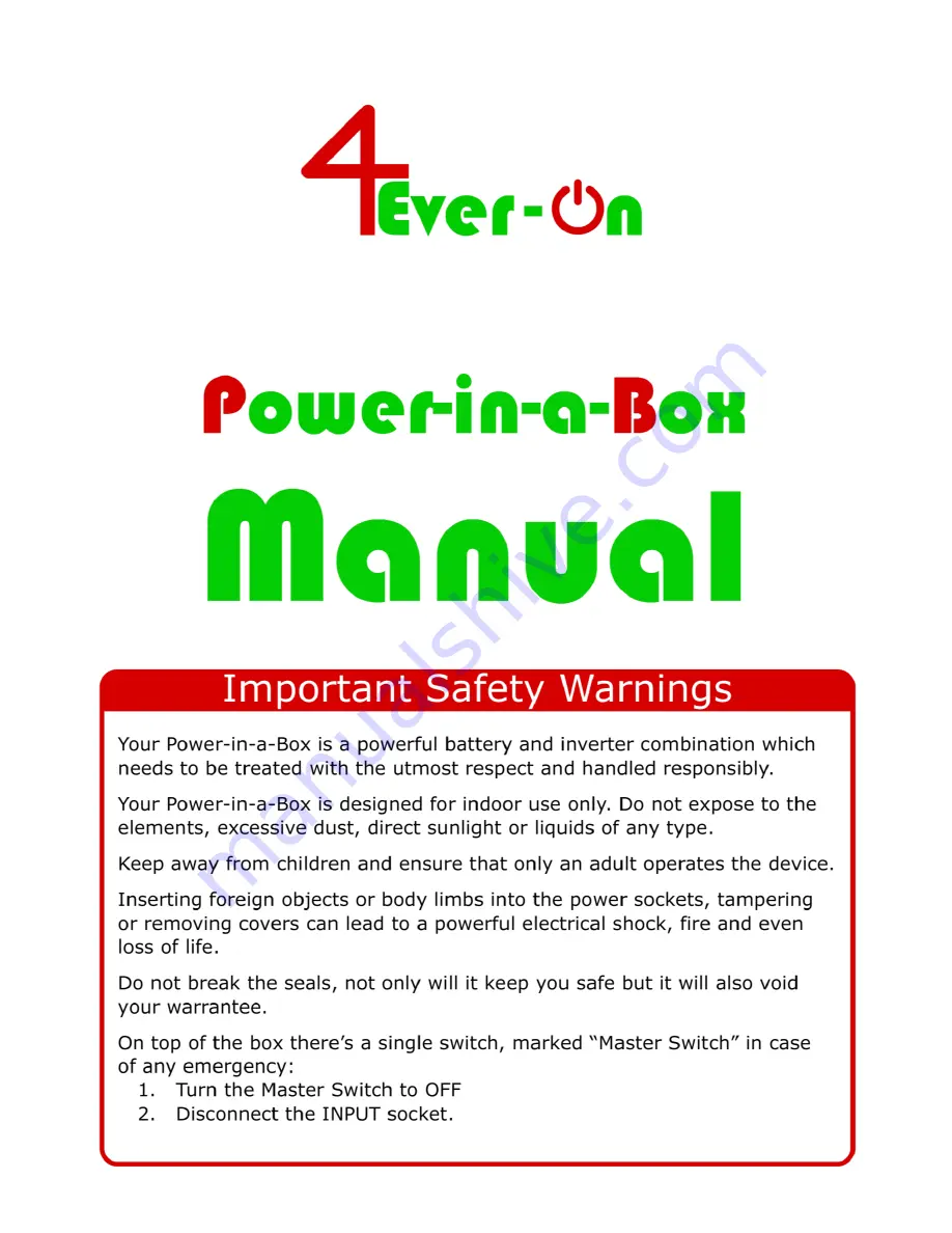 4ever-on Power in a Box Manual Download Page 1