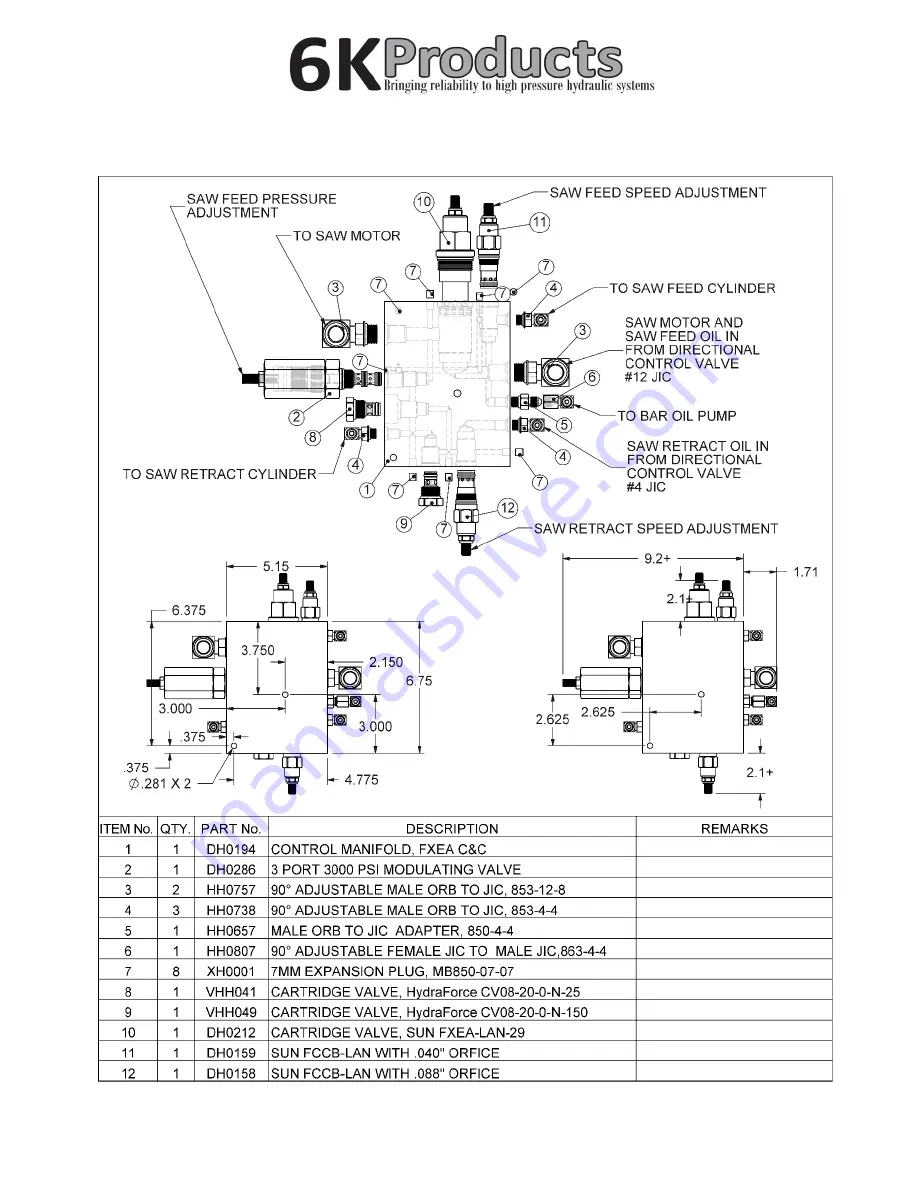 6K Products DH0605 Operation And Parts Manual Download Page 15