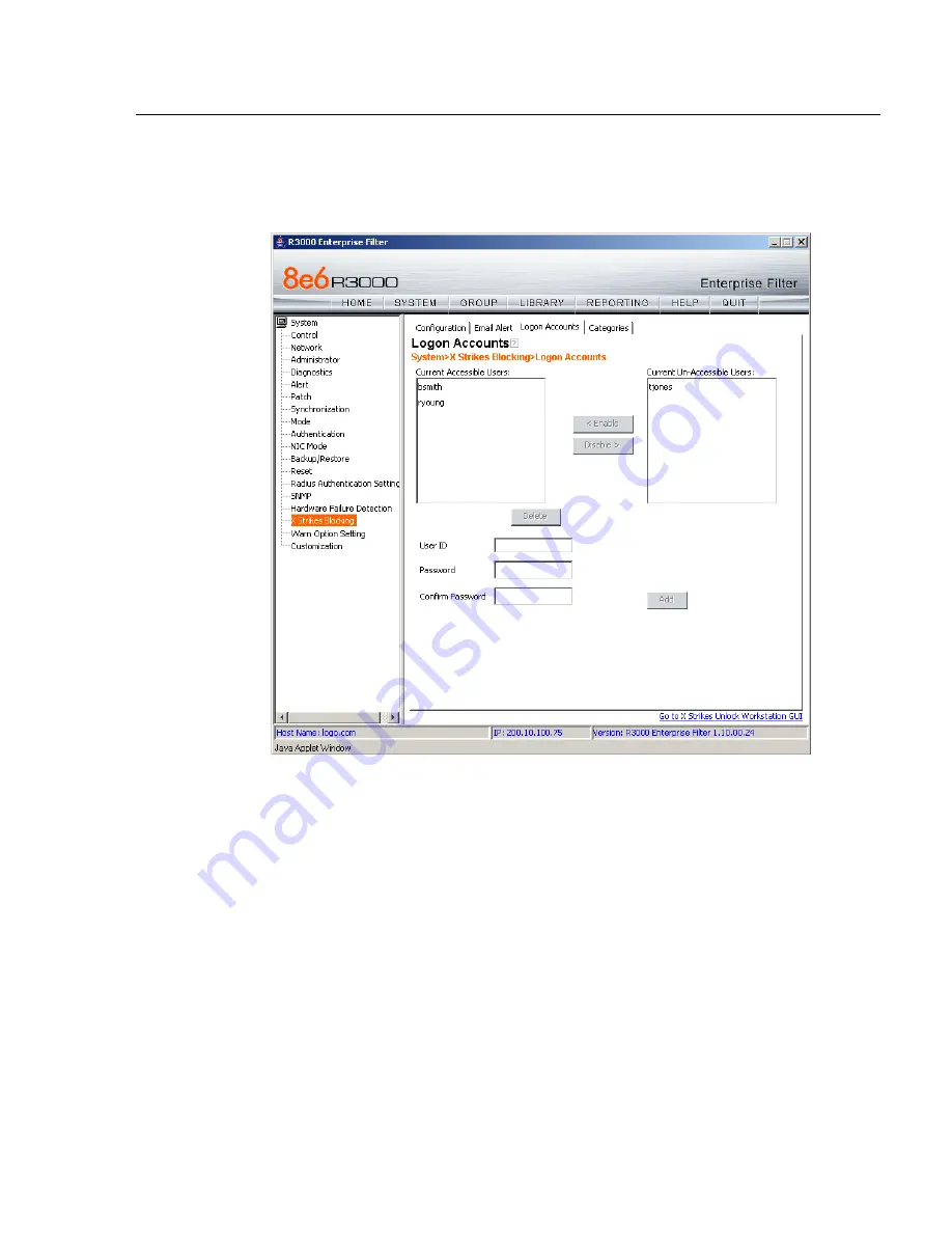 8e6 Technologies Enterprise Filter R3000IR User Manual Download Page 207