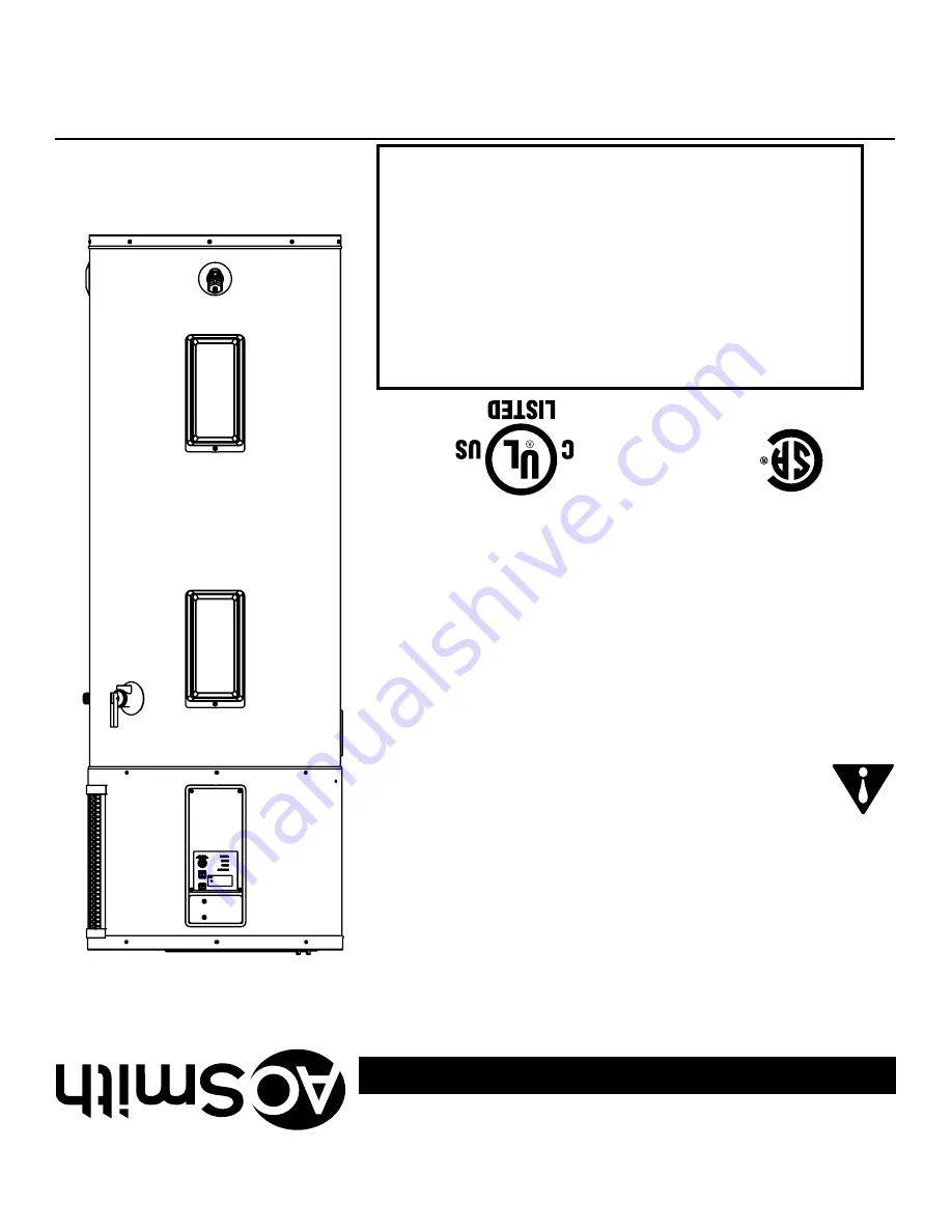 A.O. Smith Vortex FPTU-50 Installation Instructions And Use & Care Manual Download Page 68