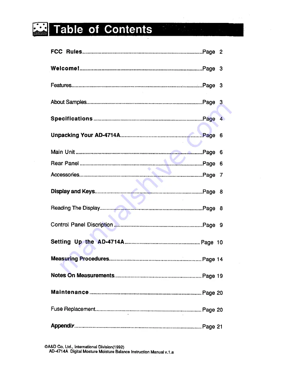 A&D AD-4714A Instruction Manual Download Page 2