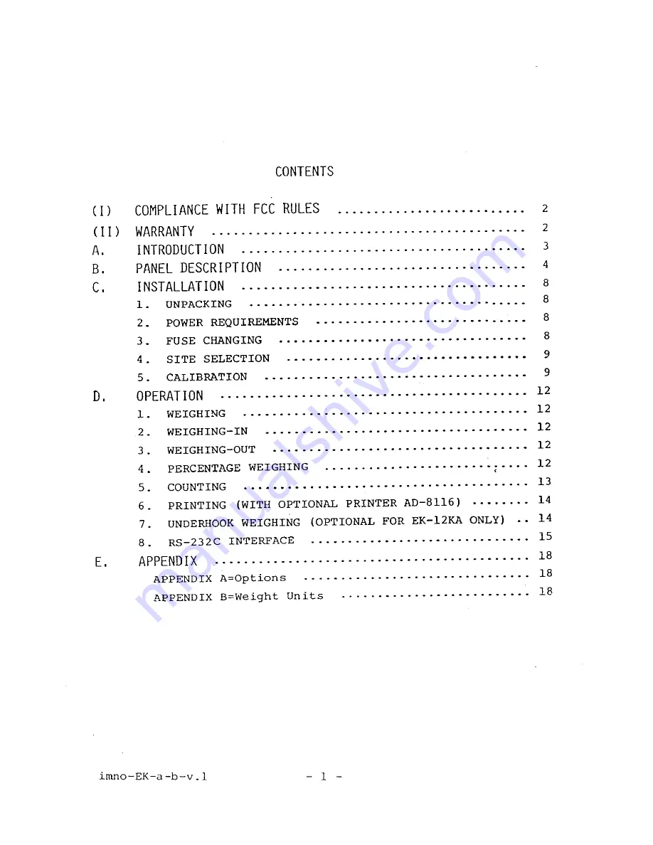 A&D EK-120A Instruction Manual Download Page 3