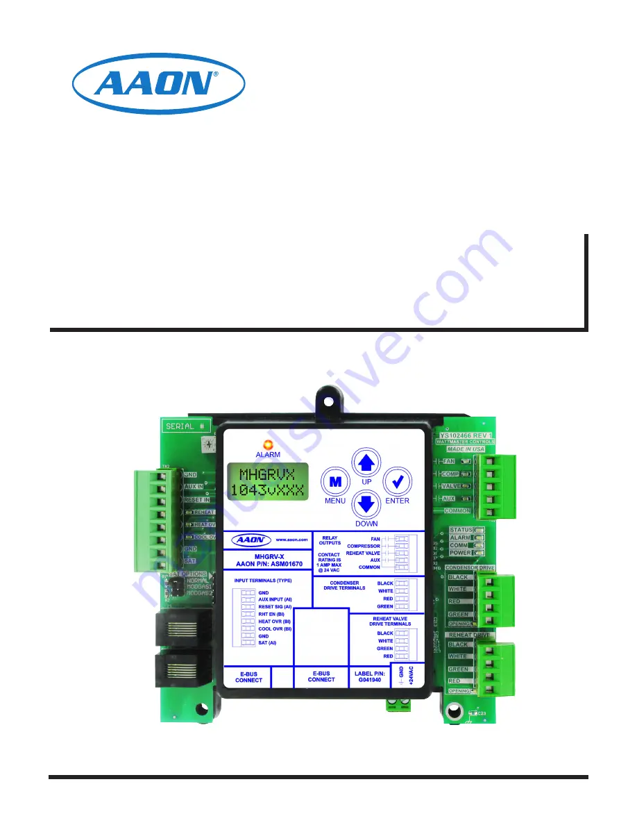 AAON MHGRV-X Field Technical Manual Download Page 1