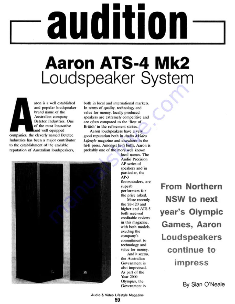 Aaron ATS-4 Mark II Brochure & Specs Download Page 1