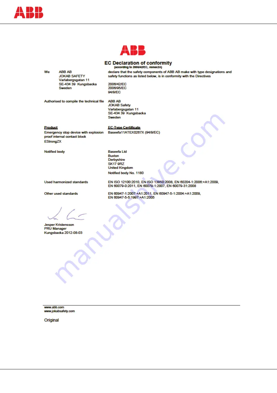 ABB EStrong Series Original Instructions Manual Download Page 14