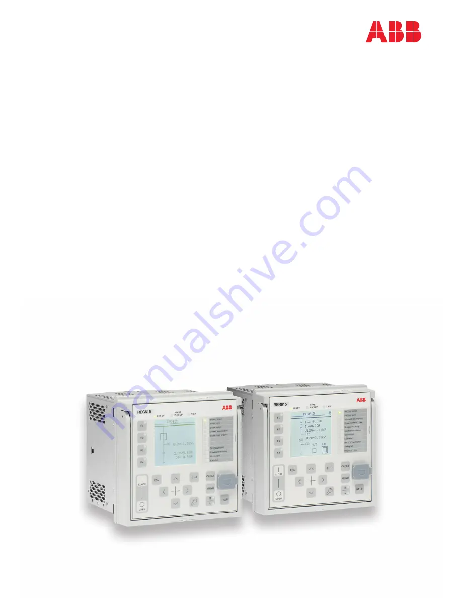 ABB Relion RER615 Installation Manual Download Page 1