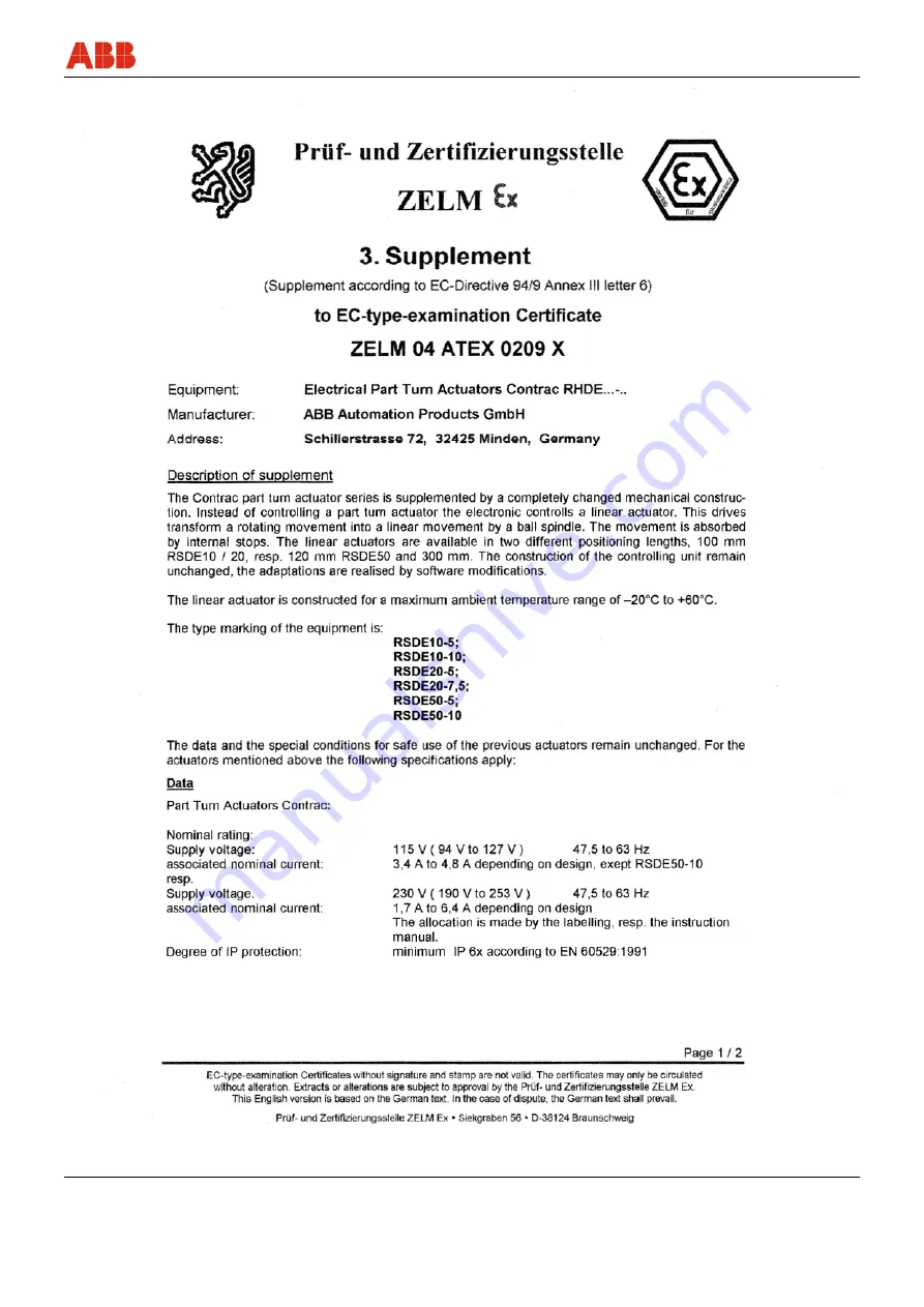 ABB RHDE8000 Operating Instructions Manual Download Page 43