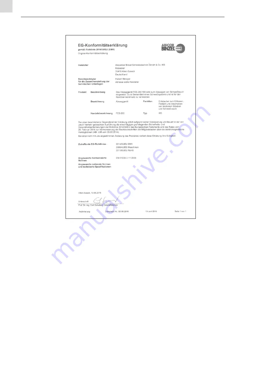 Abicor Binzel FES-200 W3 Operating Instructions Manual Download Page 4