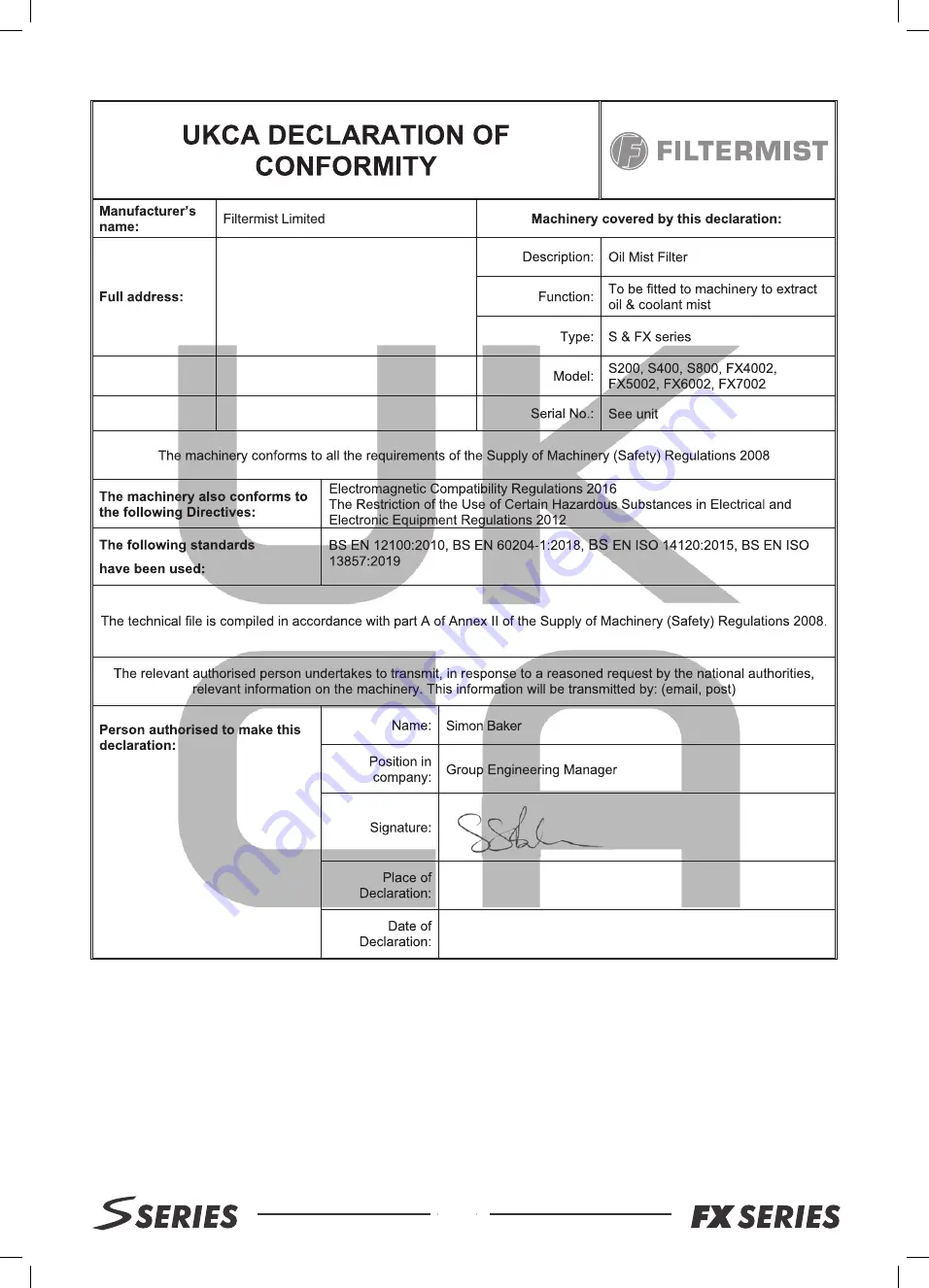 Absolent Air Care Filtermist FX Series User Manual & Log Book Download Page 35