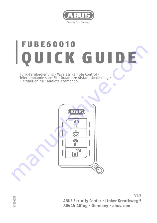 Abus FUBE60010 Quick Manual Download Page 1