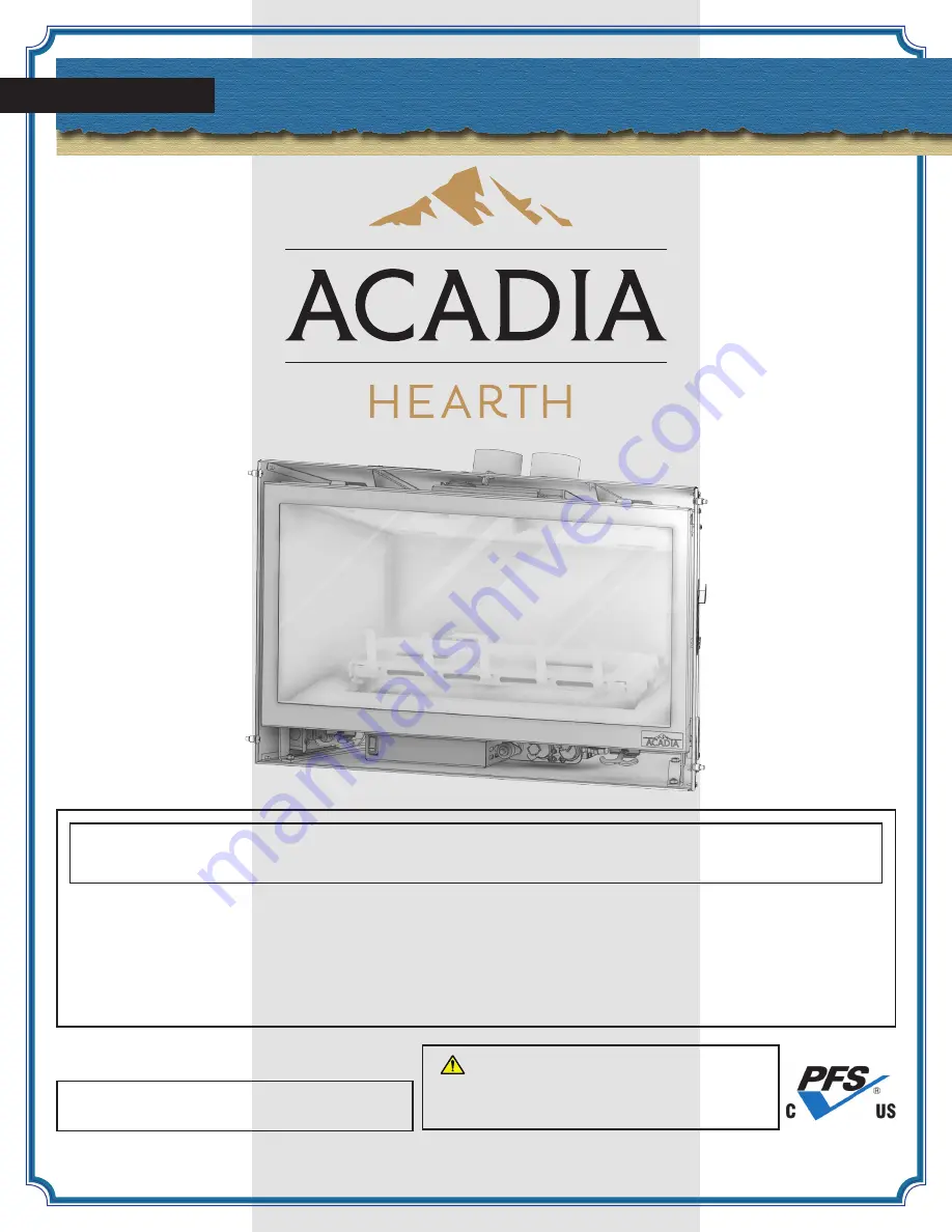 Acadia Hearth AH2613i Скачать руководство пользователя страница 1