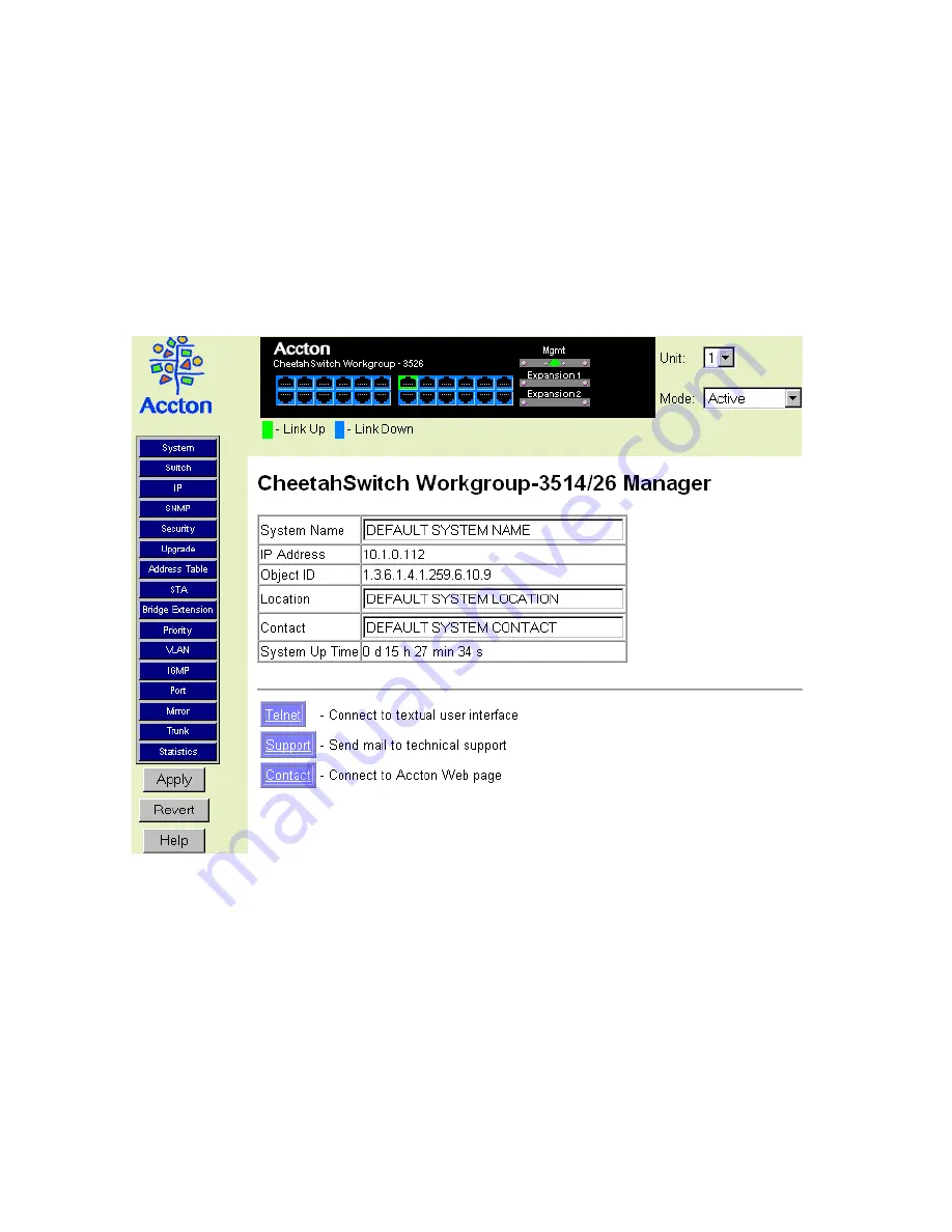 Accton Technology CheetahSwitch Workgroup-3514F Management Manual Download Page 62