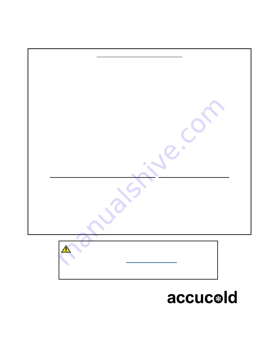 Accucold ACF33L Instruction Manual Download Page 19