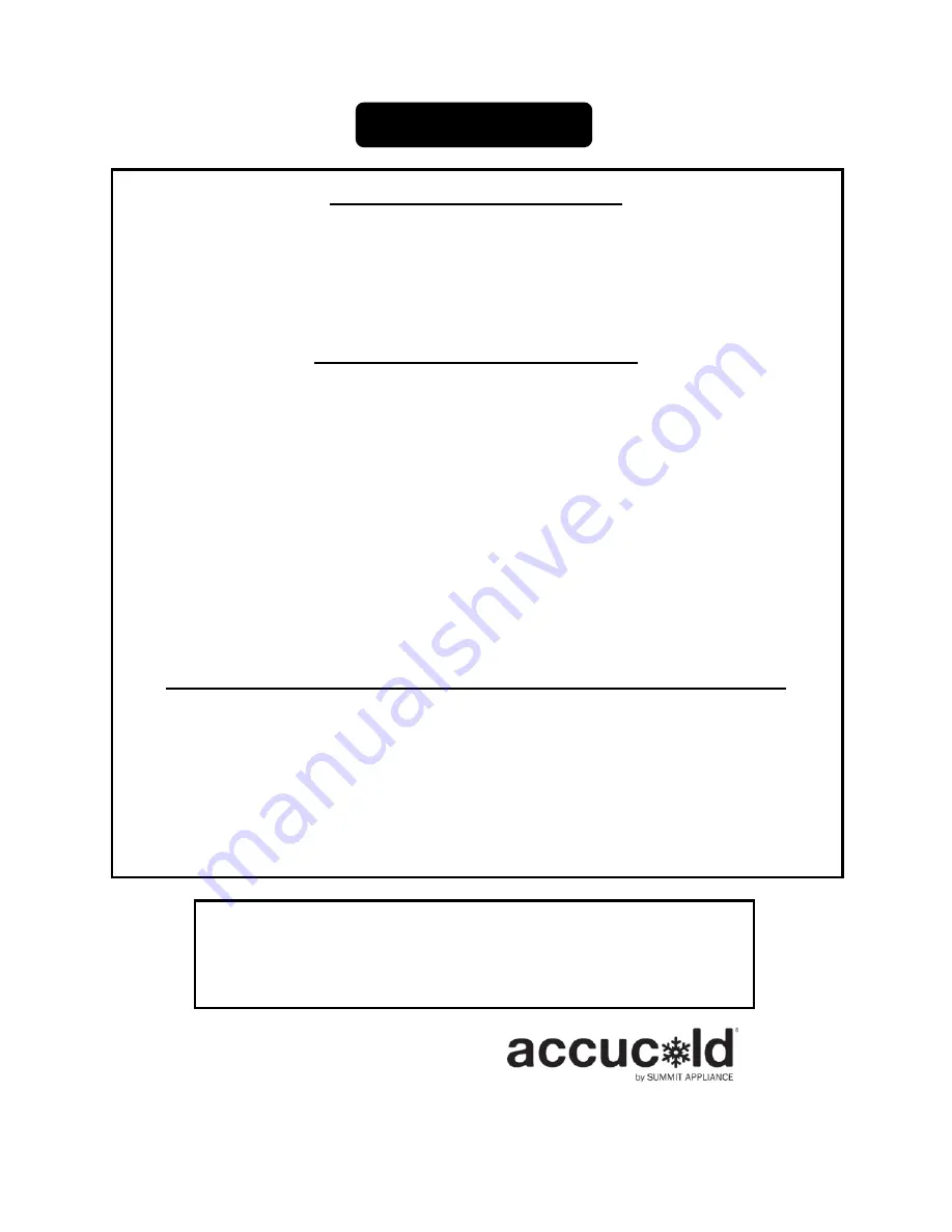 Accucold CM411L Owner'S Manual Download Page 12