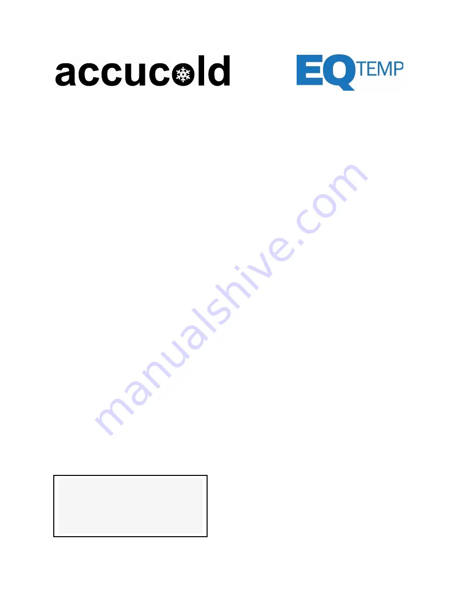 Accucold EQFR Series User Manual Download Page 1