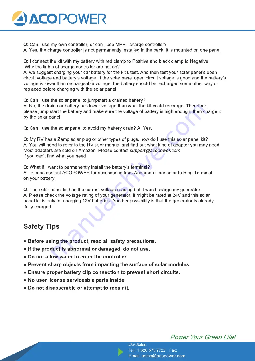 ACOPOWER HY-PTK-100WP20A User Manual Download Page 13