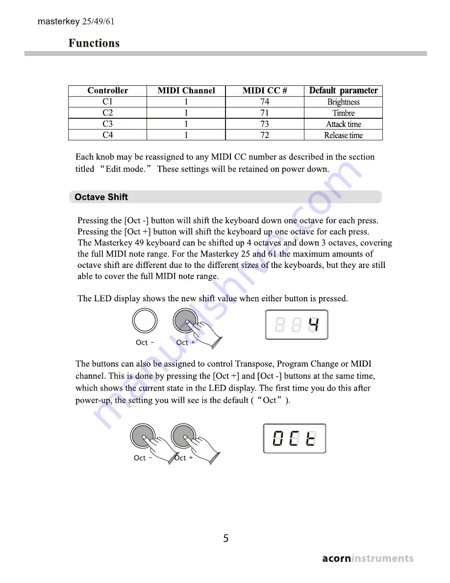 Acorn masterkey 25 Owner'S Manual Download Page 9