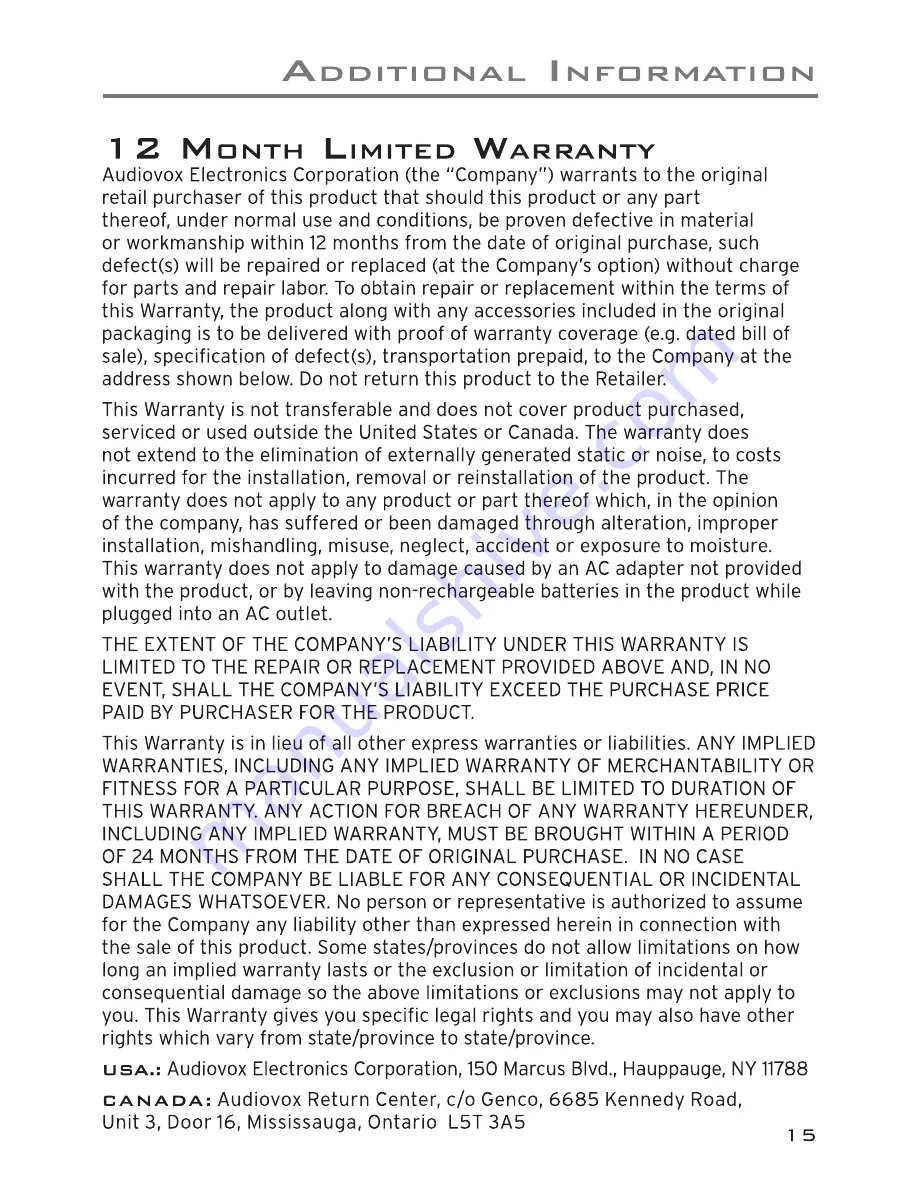 Acoustic Research ARWH1 User Manual Download Page 15