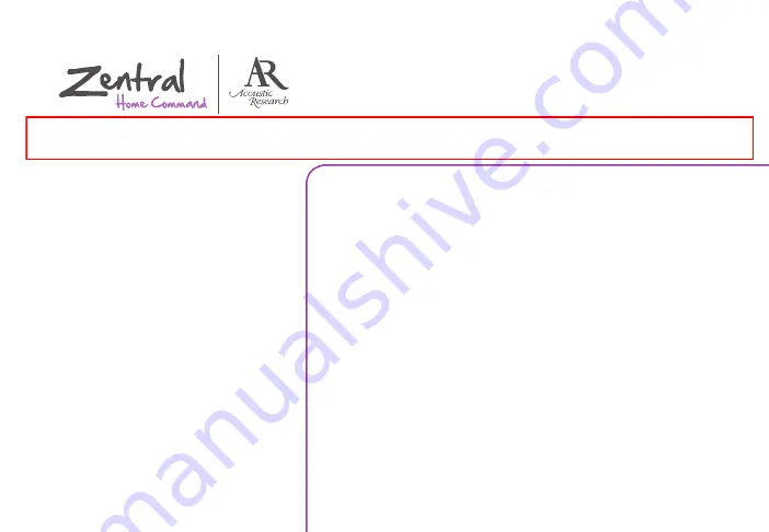 Acoustic Research Zentral Smartphone Jukebox Setup Manual Download Page 1