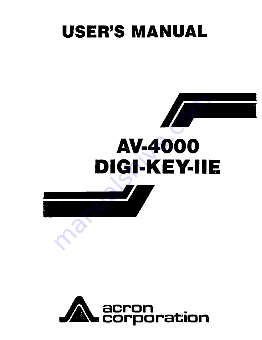 Acron Corporation AV-4000 DIGI-KEY-IIE Скачать руководство пользователя страница 1