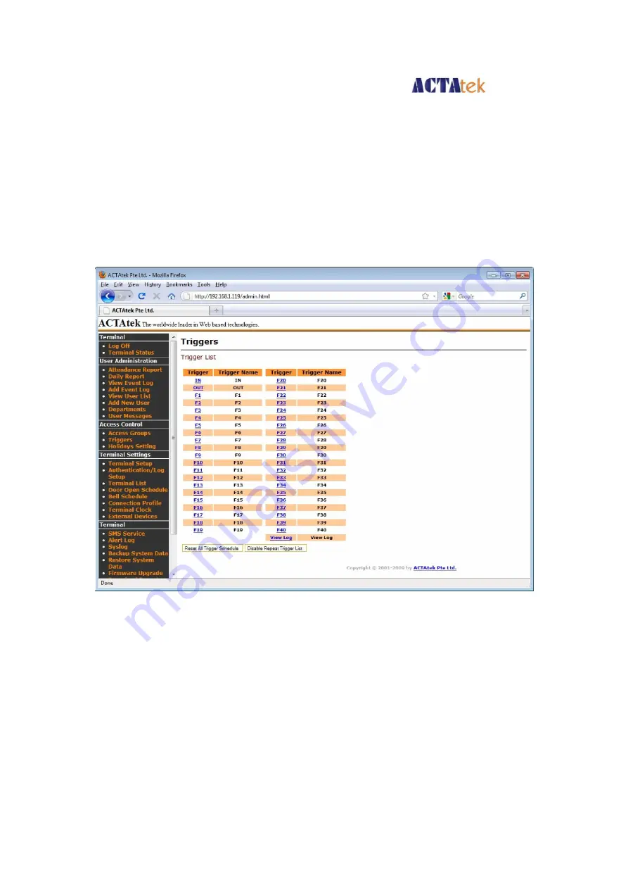 ACTAtek ACTAtek3 ACTA3-1k-FAM-SM-C Скачать руководство пользователя страница 66