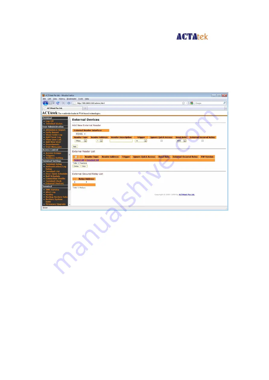 ACTAtek ACTAtek3 ACTA3-1k-FAM-SM-C Manual Download Page 75