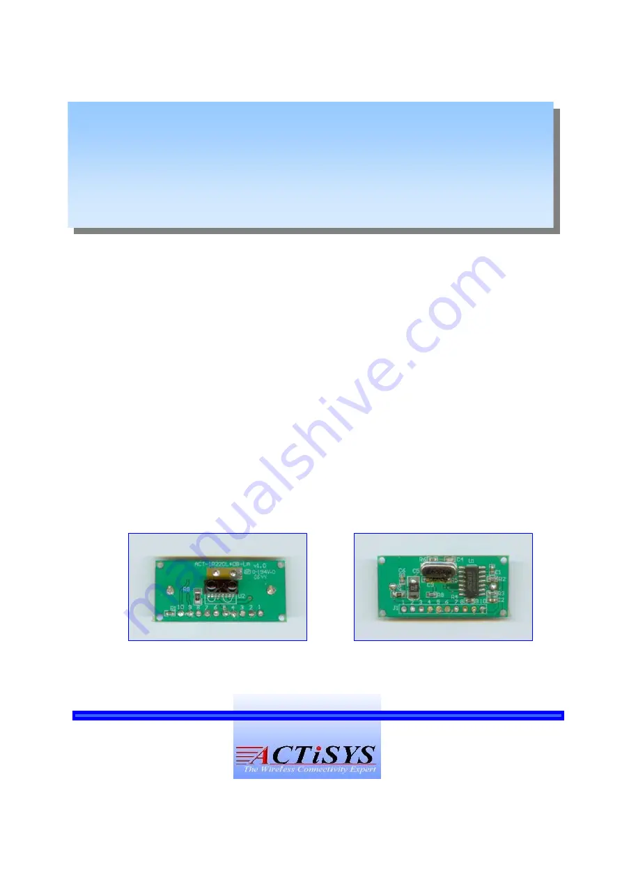 ACTiSYS IR220LDB-LA Скачать руководство пользователя страница 1