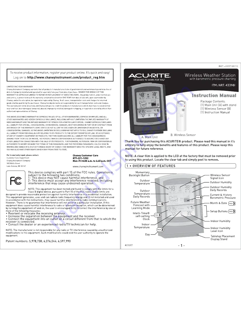 ACU-RITE 433981 Instruction Manual Download Page 1