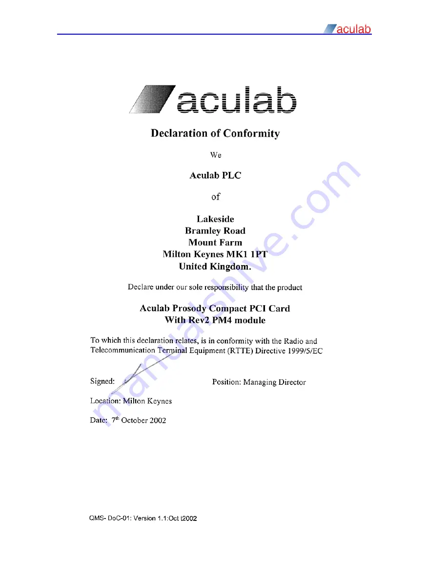 aculab Prosody Installation Manual Download Page 20