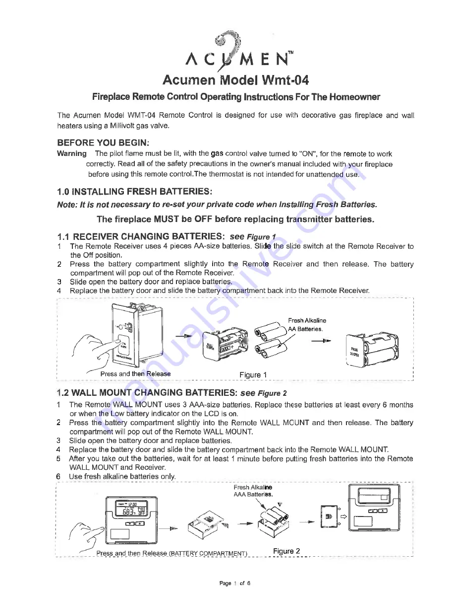 Acumen WMT-04 Operation Instructions Manual Download Page 1