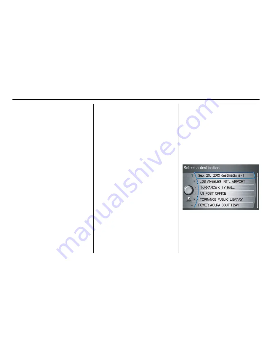 Acura 2011 RL Navigation System Navigation Manual Download Page 46