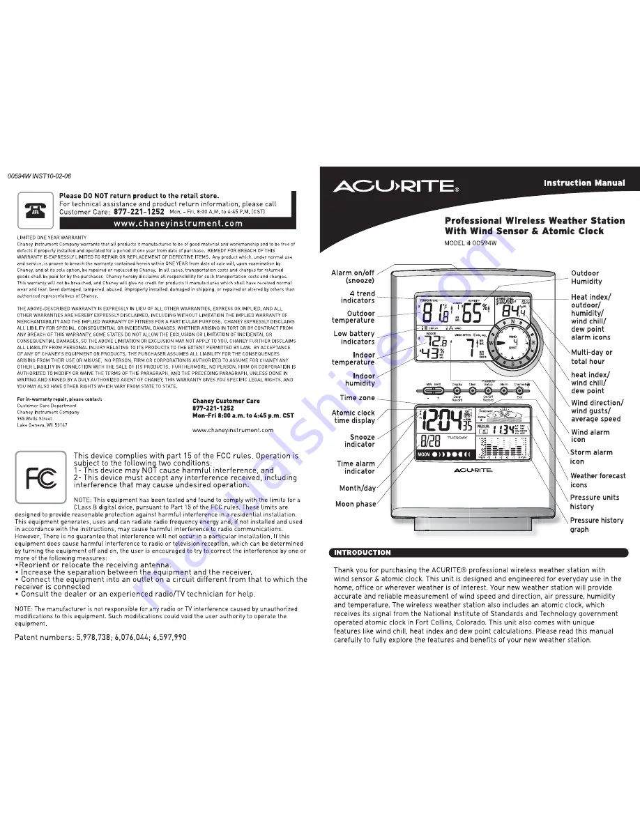 AcuRite 00594W Instruction Manual Download Page 1