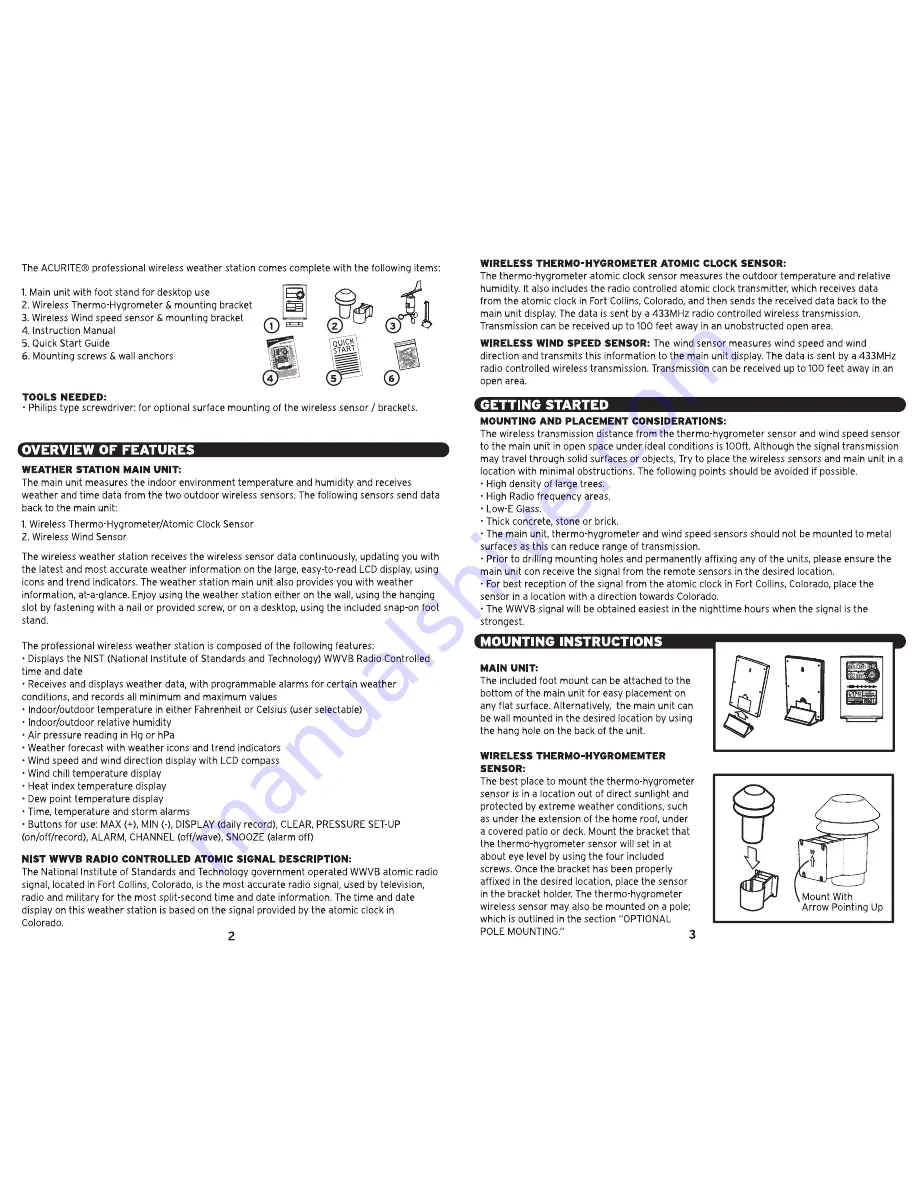 AcuRite 00594W Instruction Manual Download Page 2