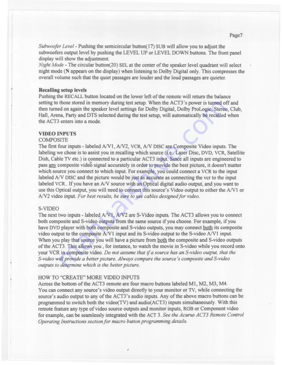 Acurus ACT-3 Owner'S Manual Download Page 10