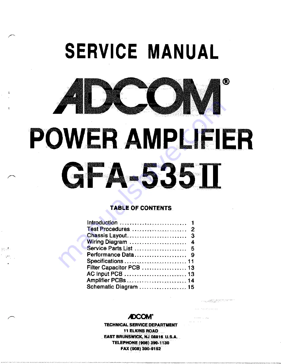 Adcom GFA-535II Service Manual Download Page 1