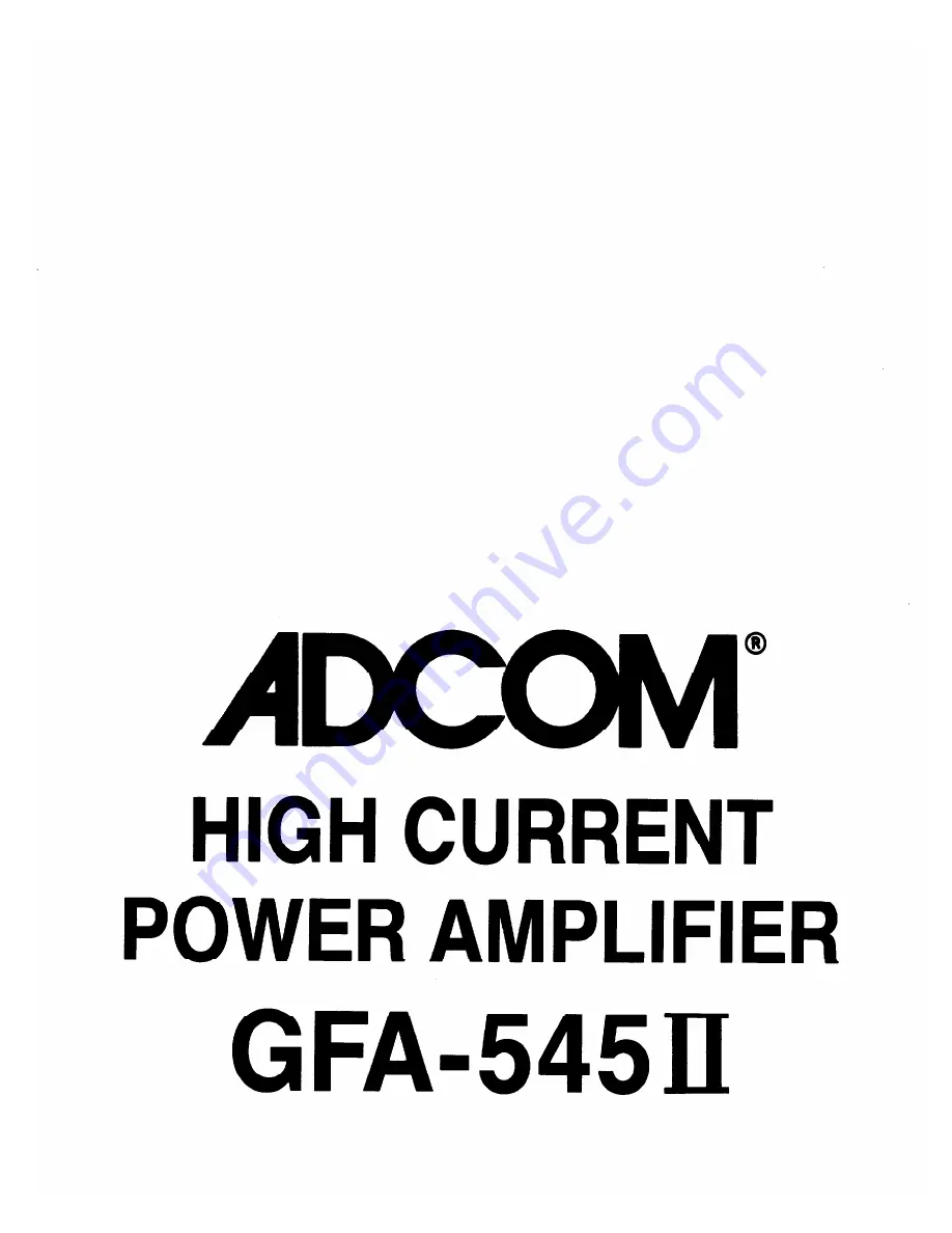 Adcom GFA-545II Owner'S Manual Download Page 1