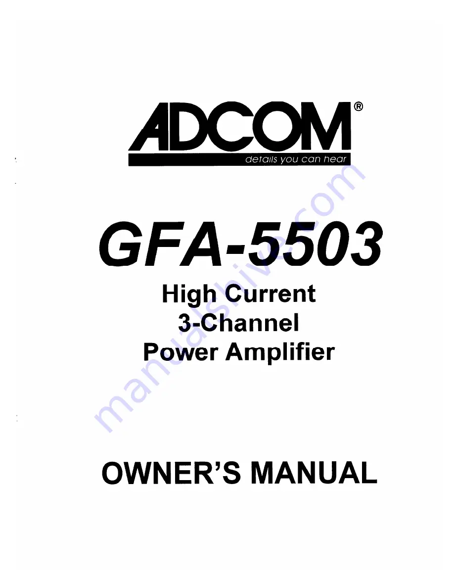 Adcom GFA-5503 Owner'S Manual Download Page 1