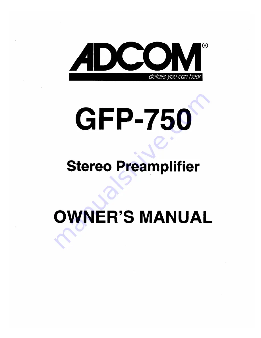 Adcom GFP-750 Скачать руководство пользователя страница 1