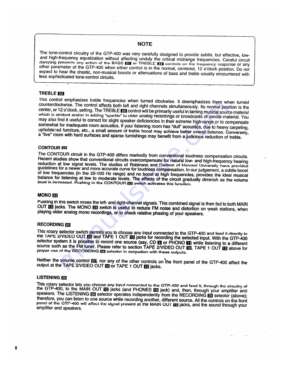 Adcom GTP-400 Owner'S Manual Download Page 8