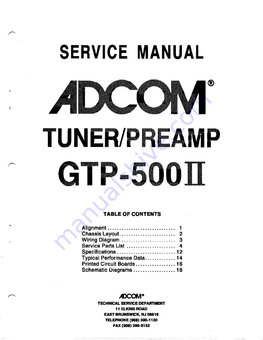 Adcom GTP-500II Скачать руководство пользователя страница 1