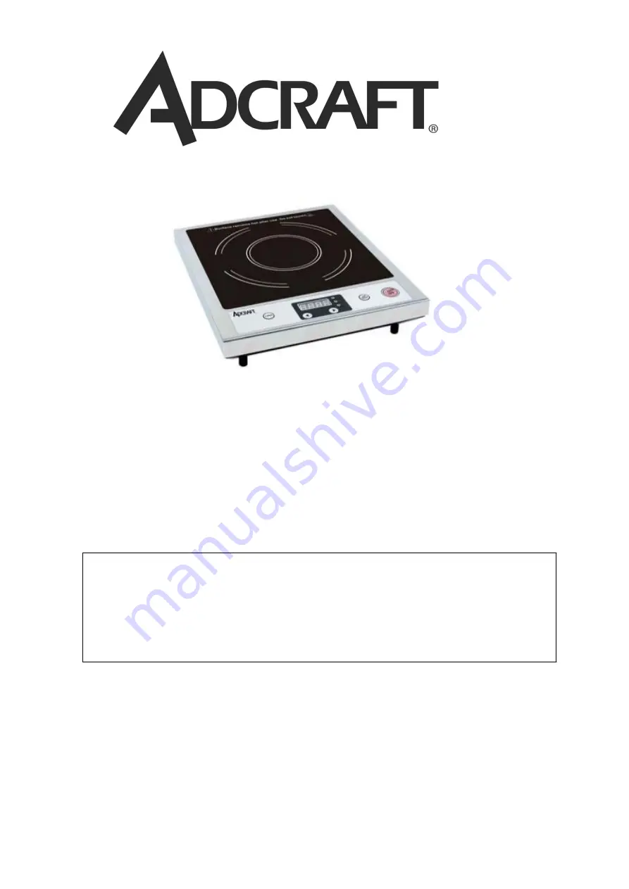 Adcraft IND-A120V Manual Download Page 1