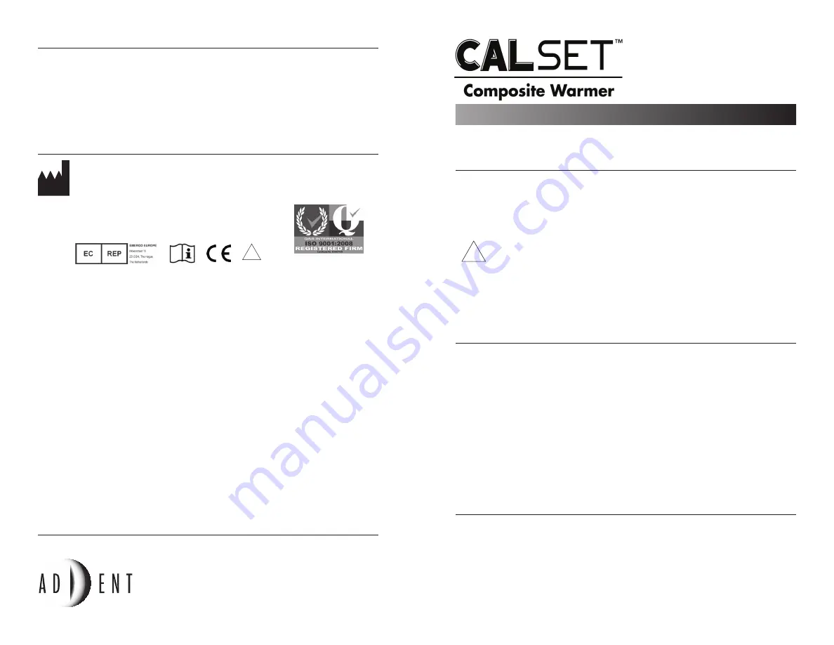 AdDent Calset Instructions For Use Download Page 1