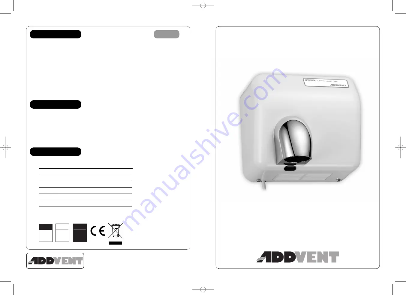 Addvent AVH23 Скачать руководство пользователя страница 1