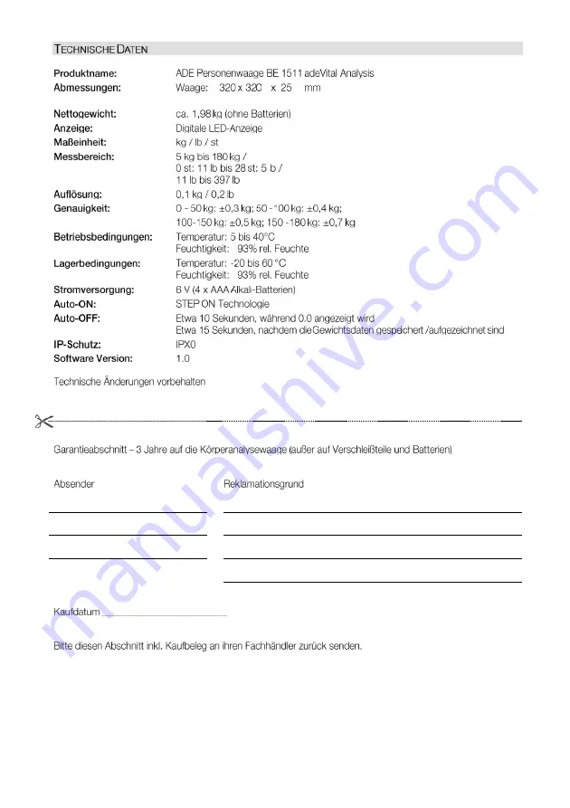 ADE BE 1511 Operating Manual Download Page 9