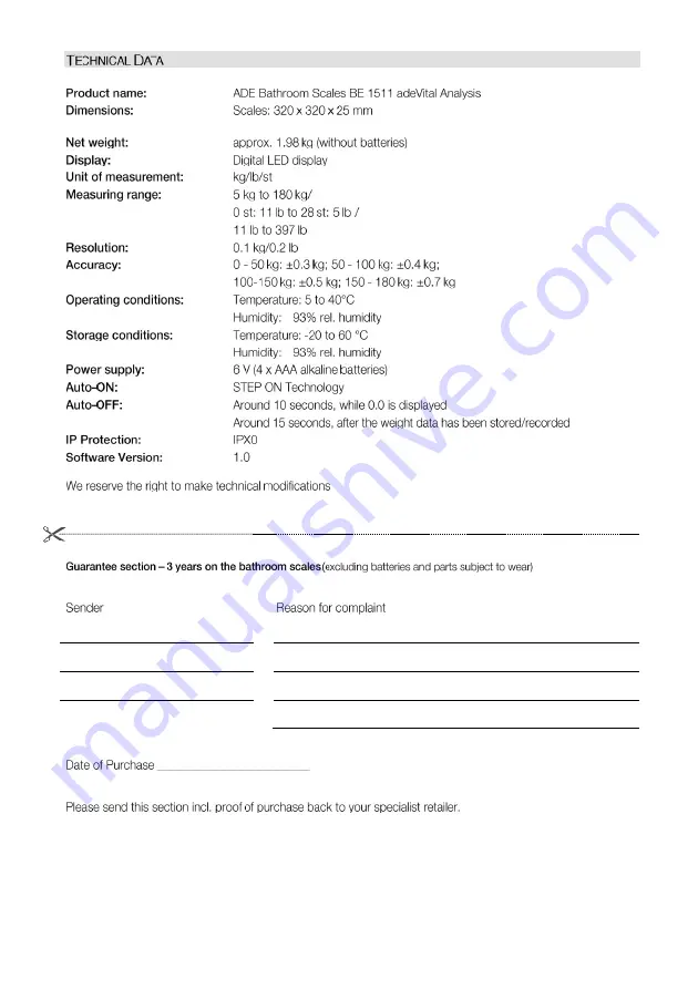 ADE BE 1511 Operating Manual Download Page 19