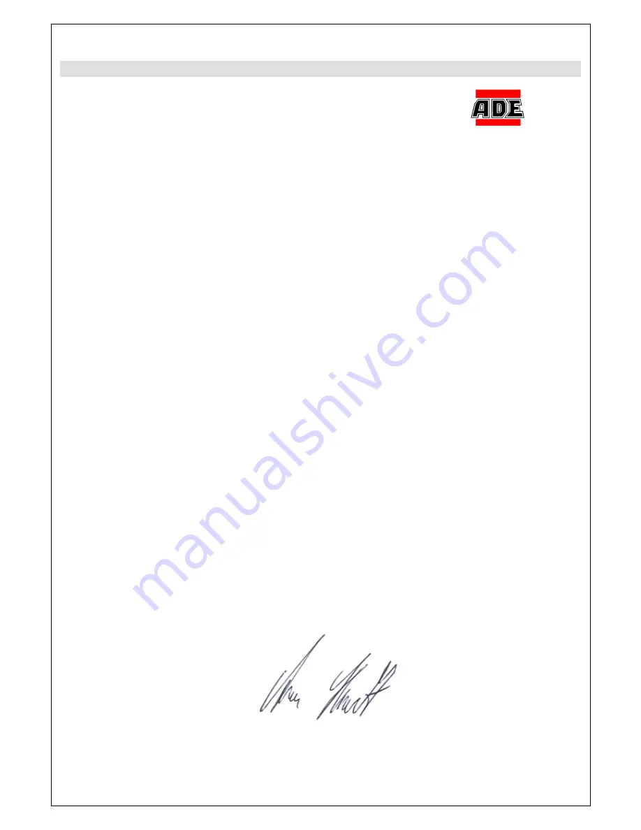 ADE M40010 Operating Manual Download Page 9