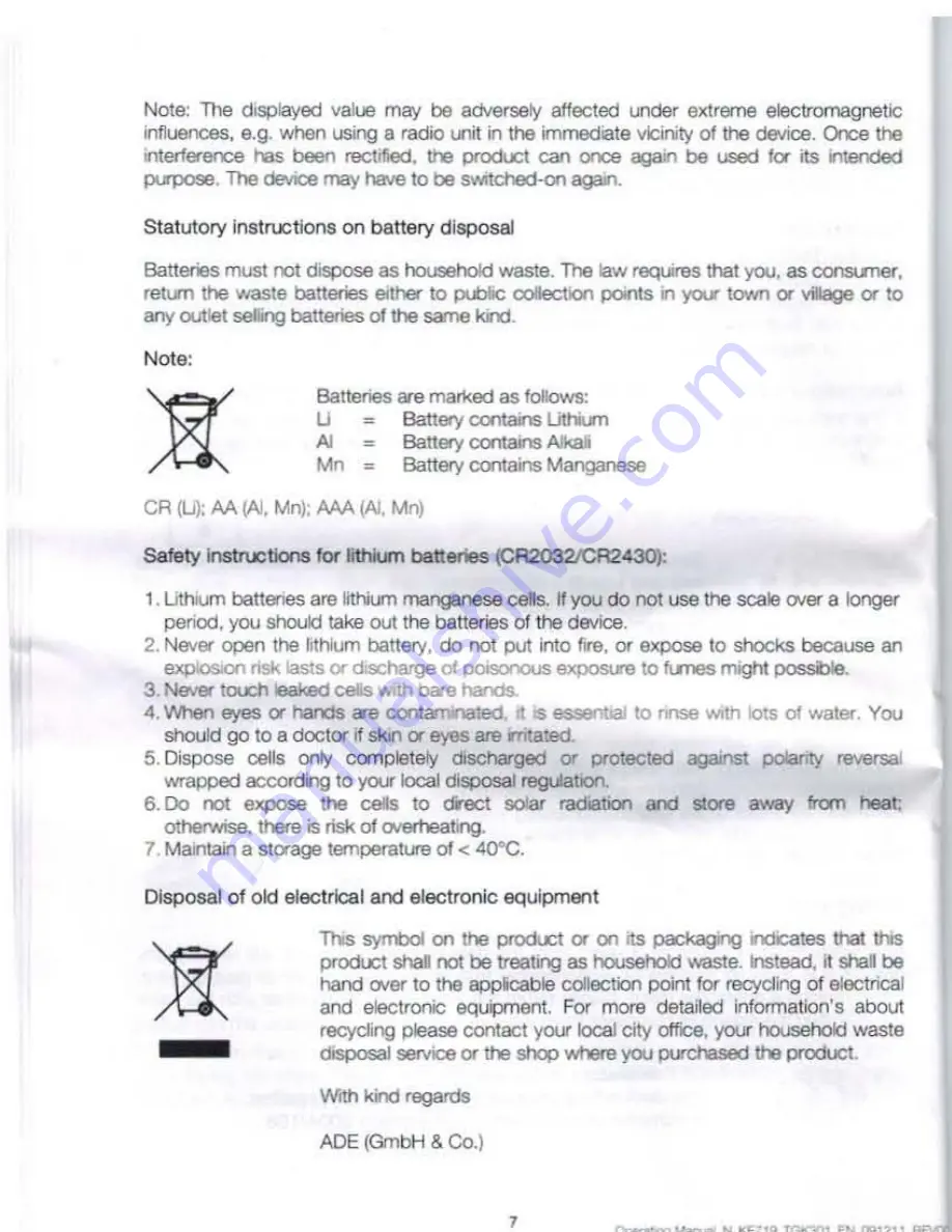 ADE OliviaKE 719 Instruction Manual Download Page 4