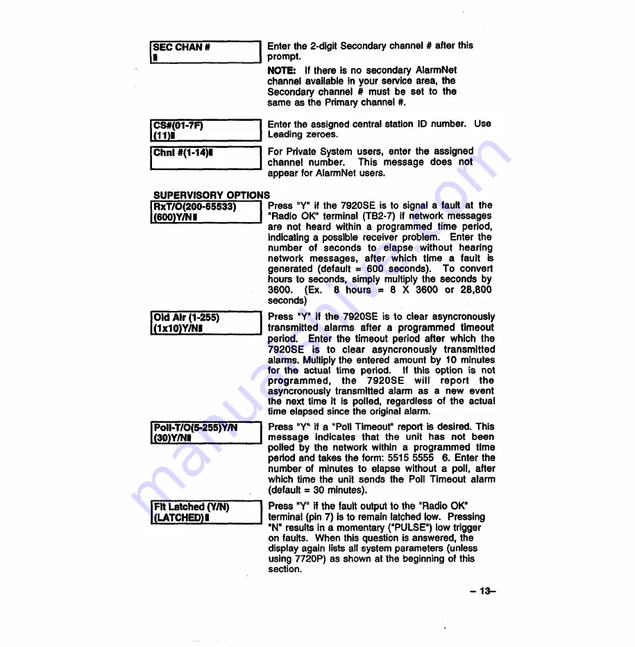 ADEMCO 7920SE Installation Instructions Manual Download Page 13