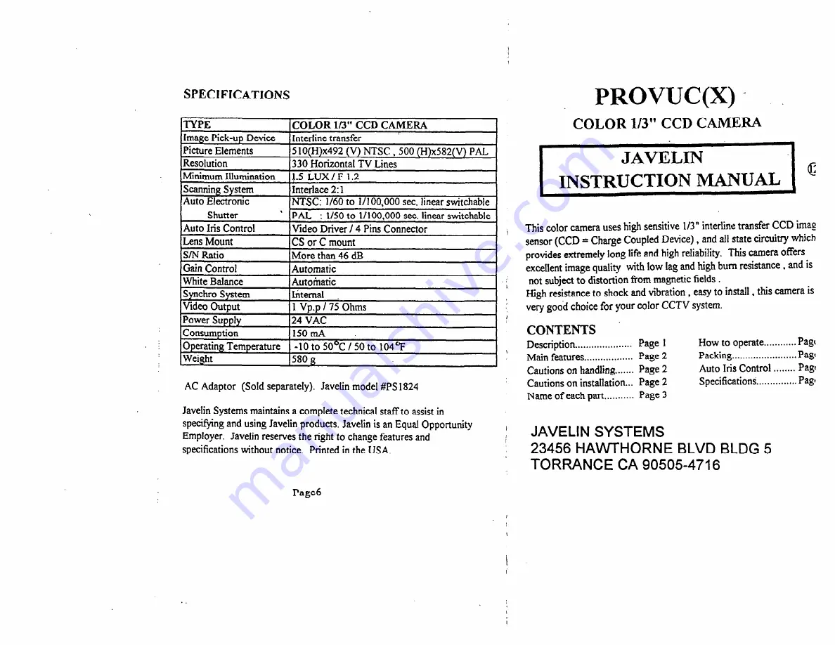 ADEMCO PROVUC Instruction Manual Download Page 6