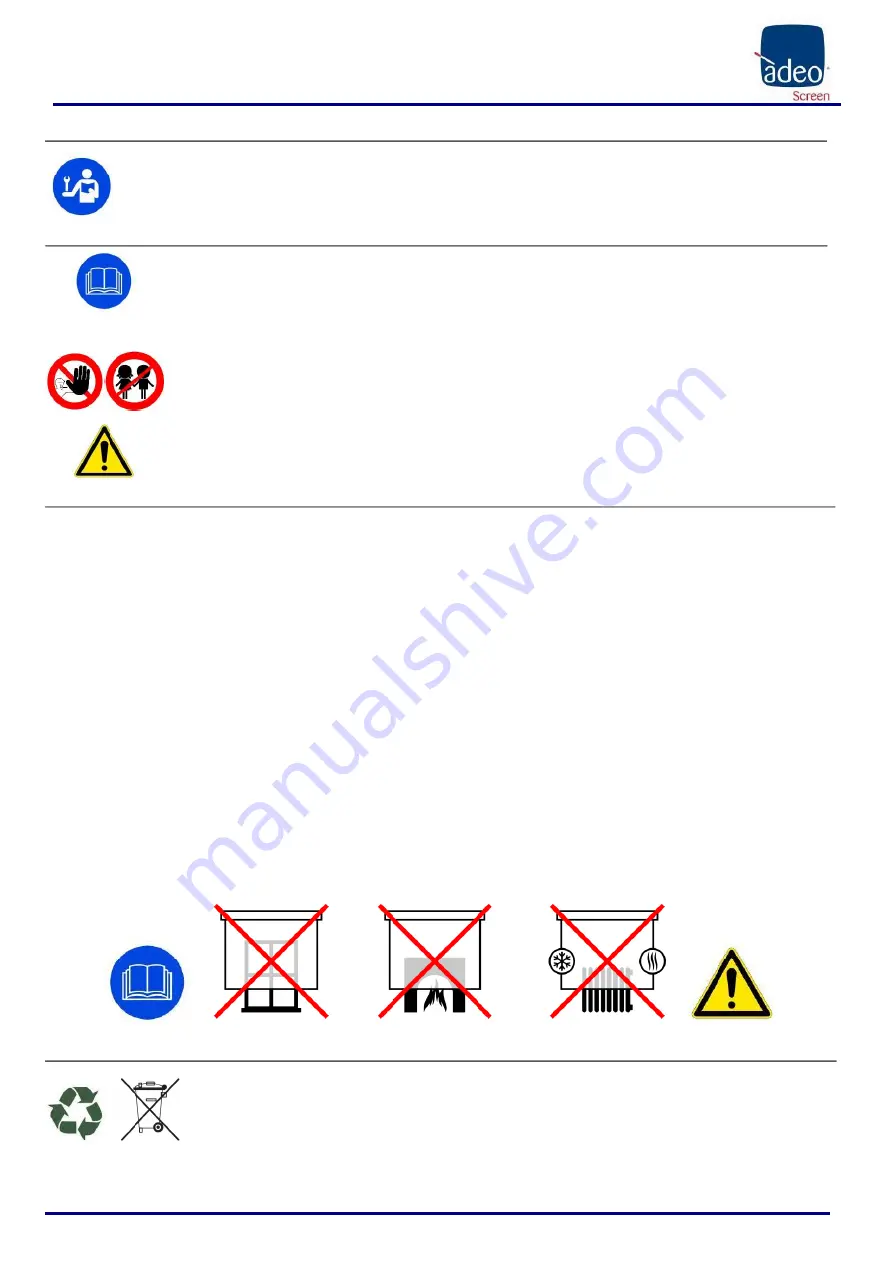 ADEO SCREEN MULTIFORMAT Installation And Operation Manual Download Page 18